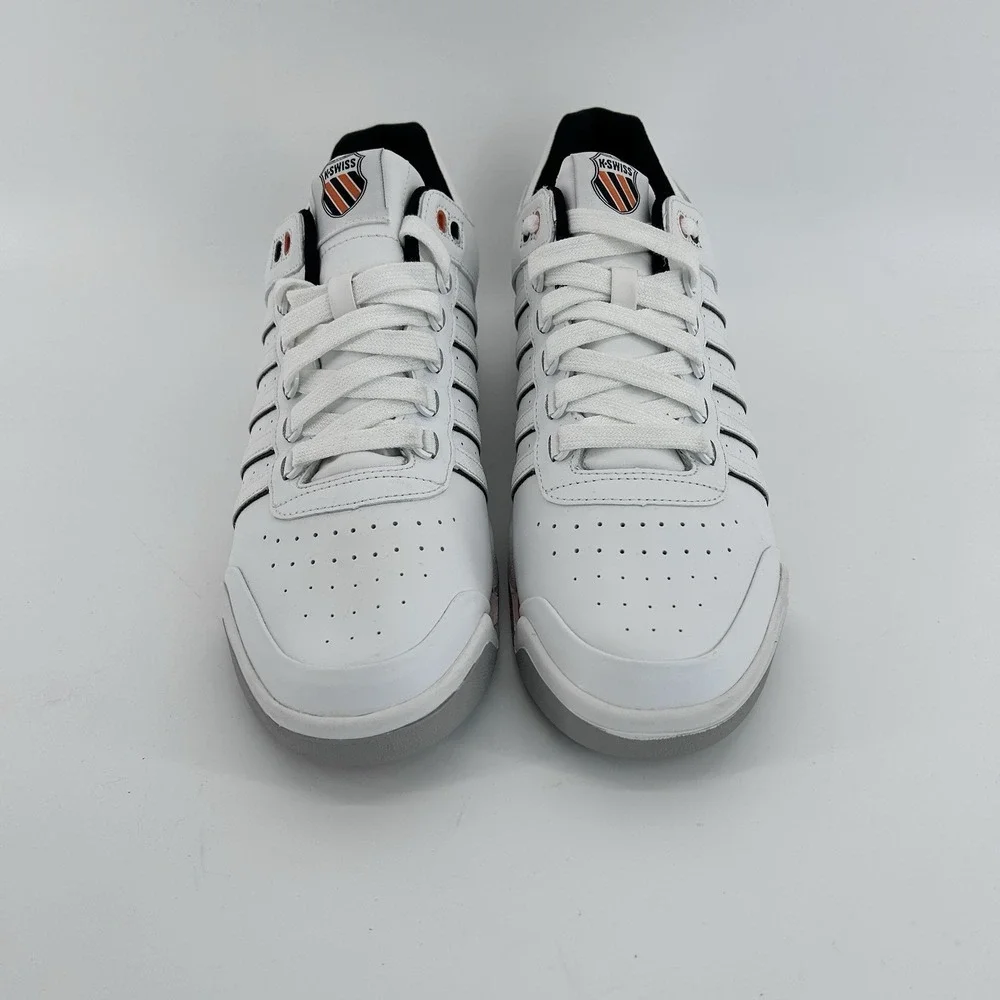 Retro Preppy Tenniscore Court Sneakers Mens 12 White Orange Casual Old Money